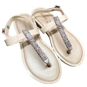 Melissa Slim II Thong T Strap Jelly Sandal Metallic Nude EU 35/36/ US 5